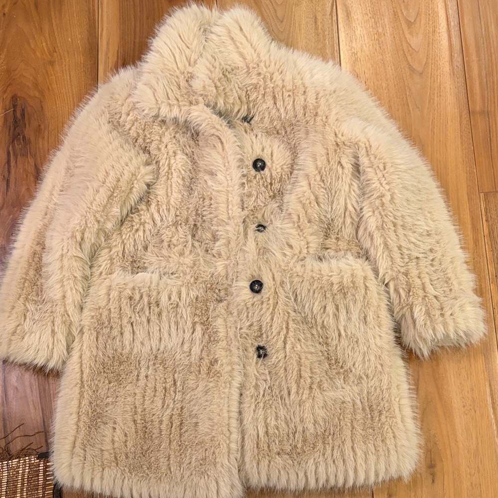Apparis womens Faux Fur coat  in Cream size S